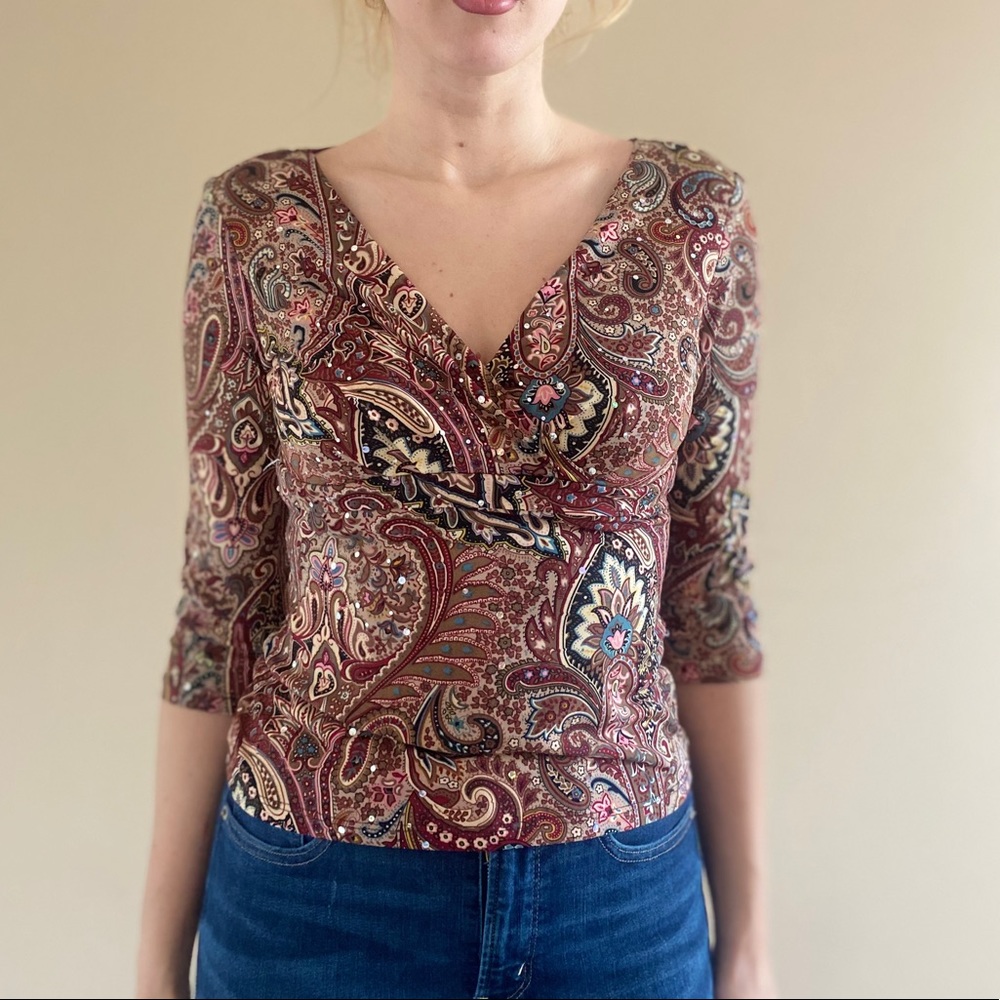 INC Boho Paisley Top